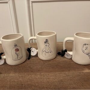 Rae Dunn Disney Beauty and The Beast Coffee Mugs New With Tags LOT OF 3